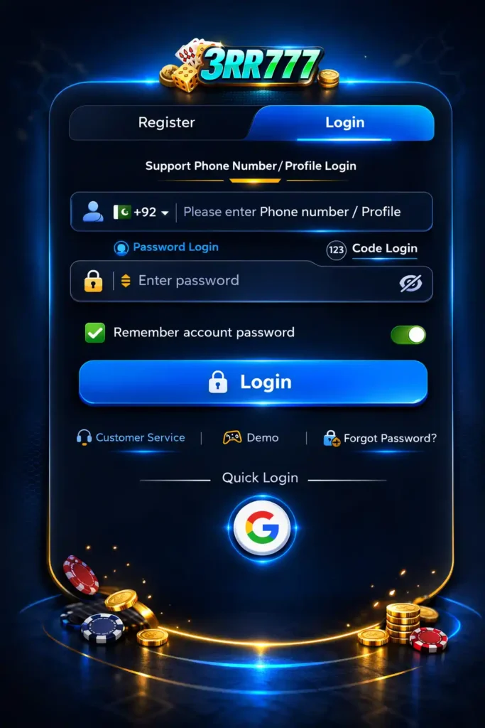 3RR777 Game login