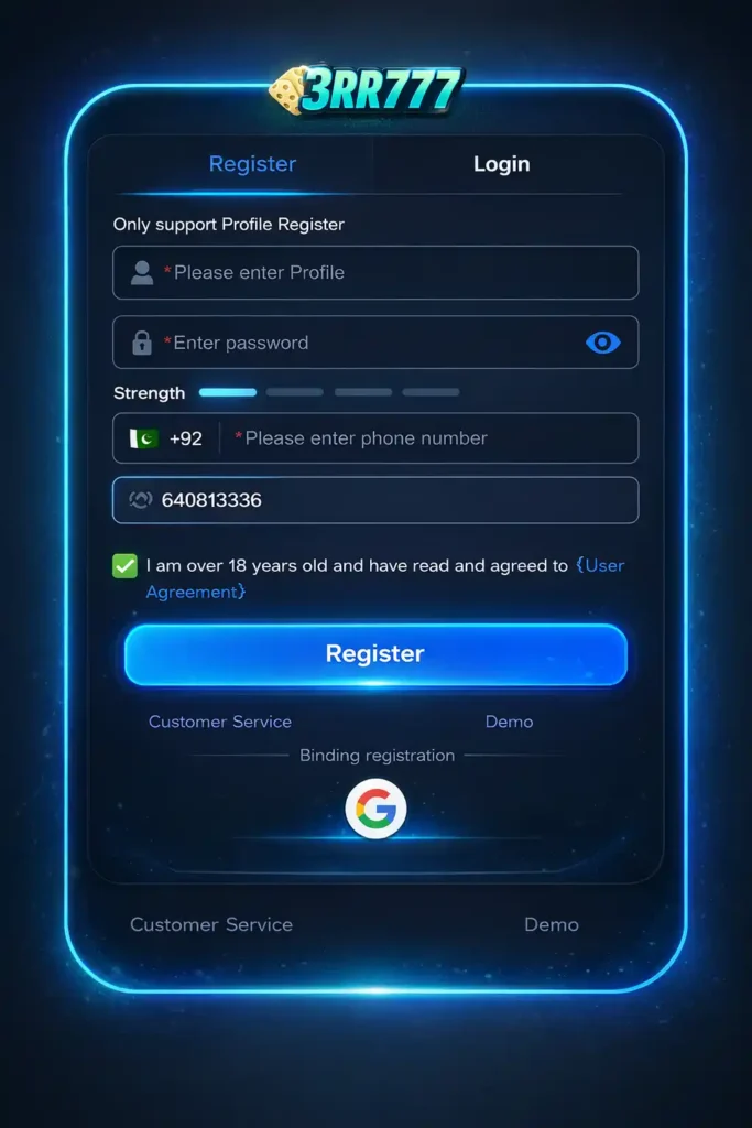 3RR777 Game register